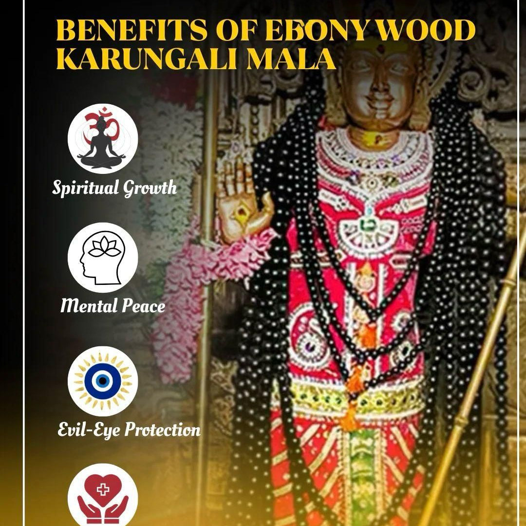 Original Karungali Mala 108 Beads Ebony Wood