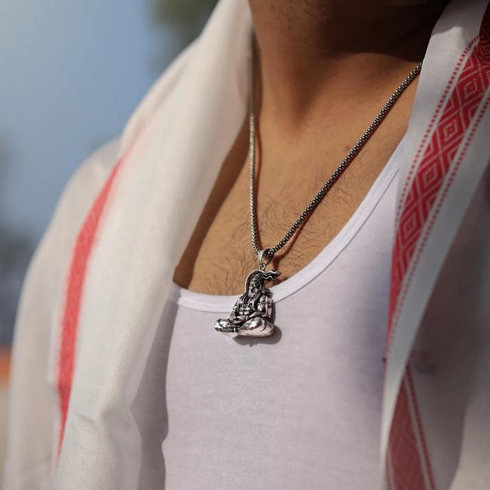 Hanuman Silver Locket With Chain